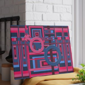Glass Cutting Board - Man In Woman Geometric BG