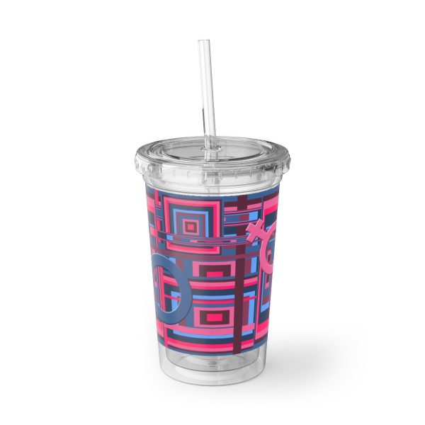 Suave Acrylic Cup - Man In Woman Geometric BG - Image 2