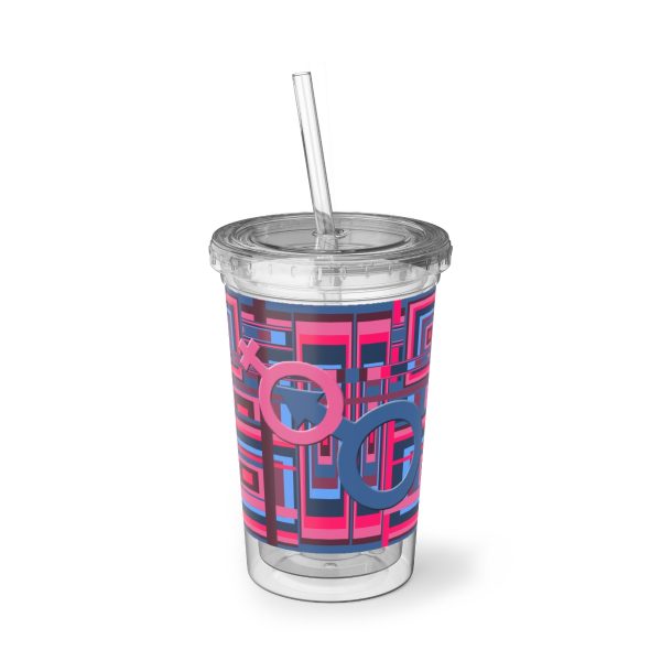 Suave Acrylic Cup - Man In Woman Geometric BG - Image 3