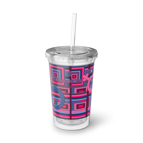 Suave Acrylic Cup - Man In Woman Geometric BG - Image 5