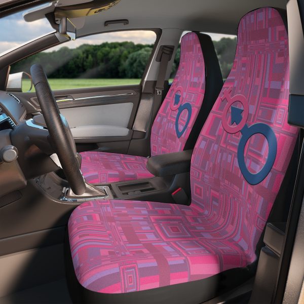 Car Seat Covers - Man In Woman Faded Pink Geometric BG