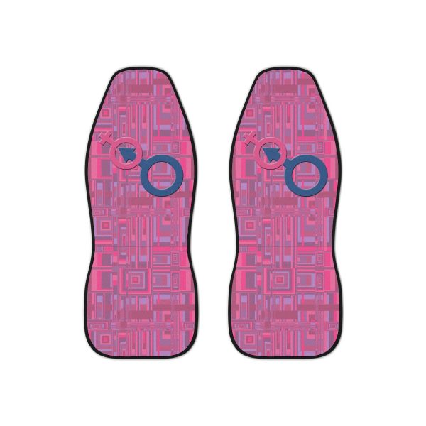 Car Seat Covers - Man In Woman Faded Pink Geometric BG - Image 2