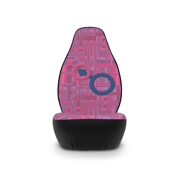 Car Seat Covers - Man In Woman Faded Pink Geometric BG - Image 3