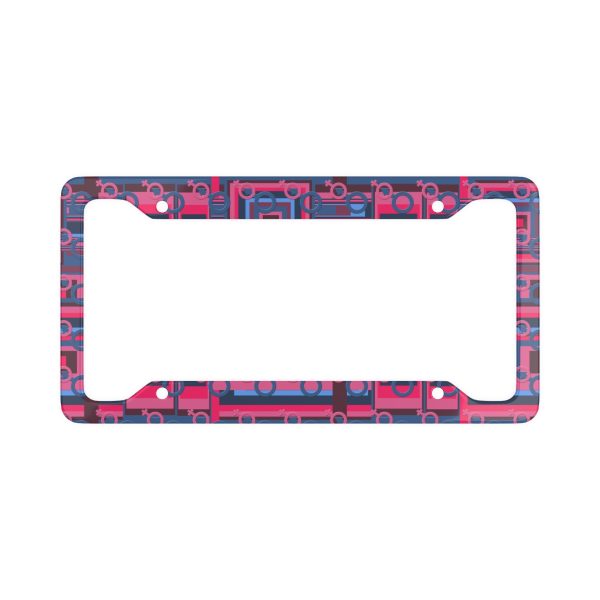 License Plate Frame - Man In Woman Geometric BG - Image 2