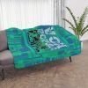 Tan Sherpa Blanket  - VOX POPULI Round Logo - Multi Turquoise BG