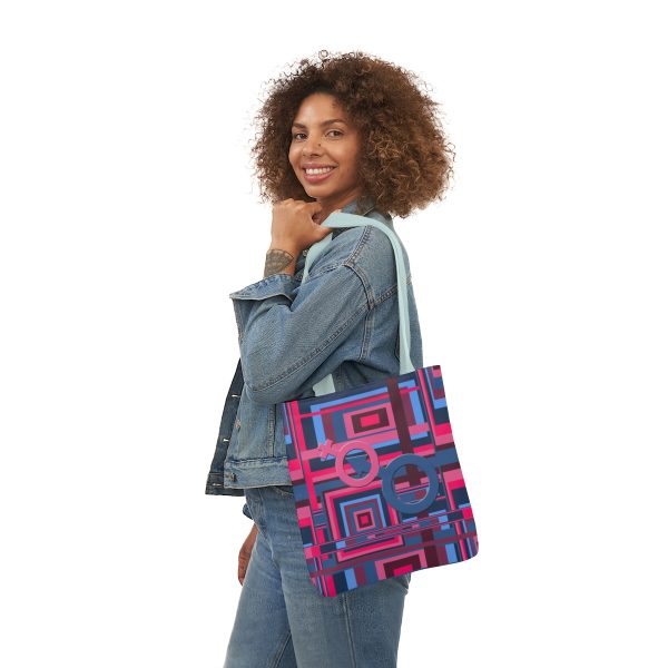 Polyester Canvas Tote Bag (AOP) - Man In Woman Geometric BG - Image 28