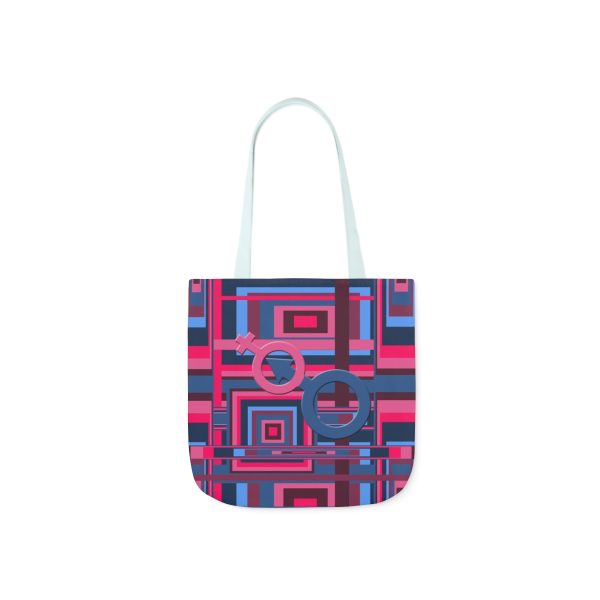 Polyester Canvas Tote Bag (AOP) - Man In Woman Geometric BG - Image 25