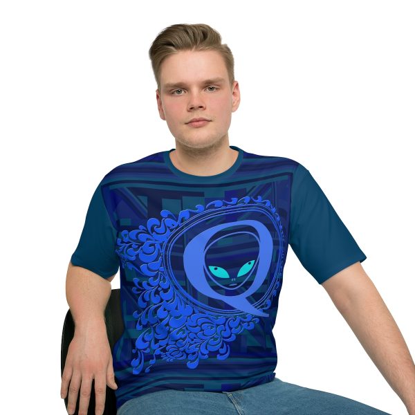 Men's Loose T-shirt (AOP) - Q Splash Dark Geometric BG - Image 7