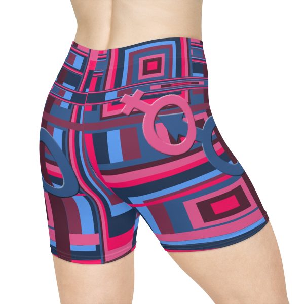 Women's Biker Shorts (AOP) - Man In Woman Geometric BG - Image 4