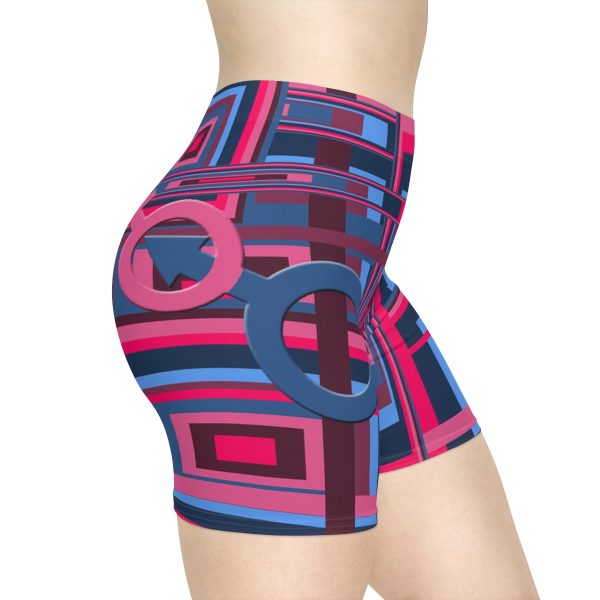 Women's Biker Shorts (AOP) - Man In Woman Geometric BG - Image 5