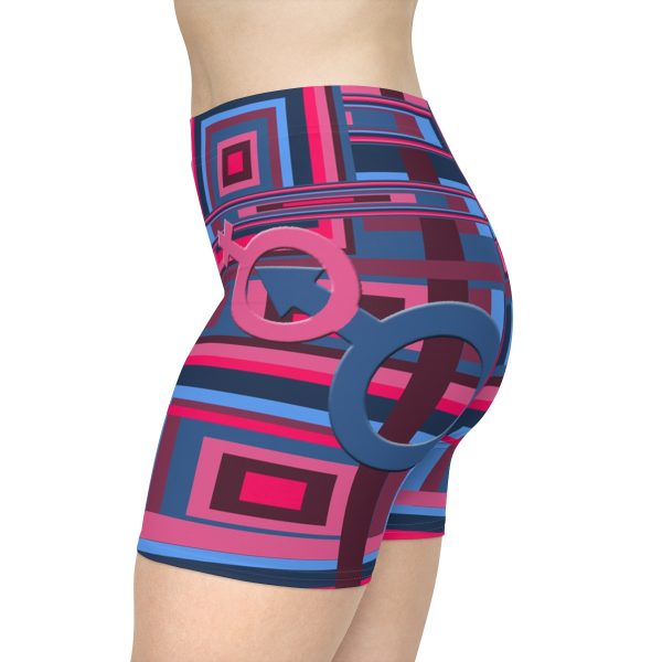 Women's Biker Shorts (AOP) - Man In Woman Geometric BG - Image 6