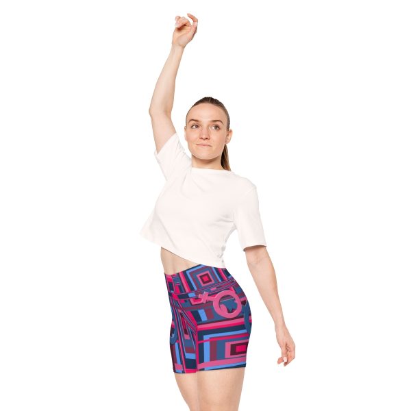 Women's Biker Shorts (AOP) - Man In Woman Geometric BG - Image 7