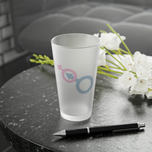 Frosted Pint Glass, 16oz - Man In Woman
