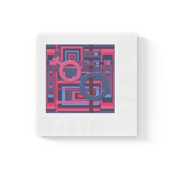 White Coined Napkins - Man In Woman Geometric BG - Image 19