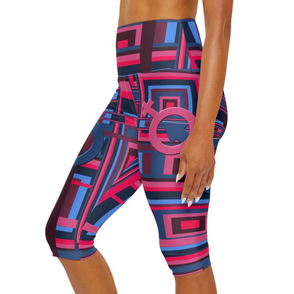 Yoga Capri Leggings (AOP) - Man In Woman Geometric BG - Image 5