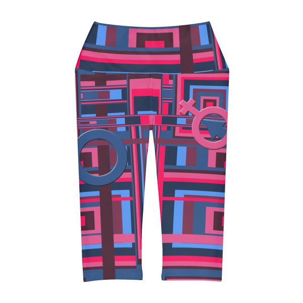 Yoga Capri Leggings (AOP) - Man In Woman Geometric BG - Image 2