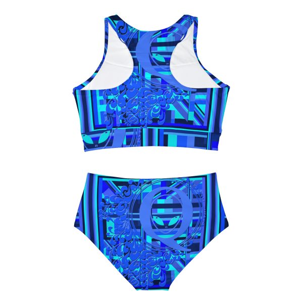 Sporty Bikini Set (AOP) - Q Splash Geometric Multi Blue BG - Image 3