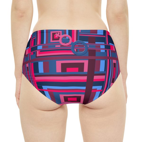 High-Waist Hipster Bikini Bottom (AOP) - Man In Woman Geometric BG - Image 4