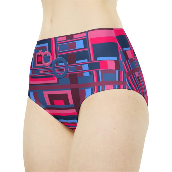 High-Waist Hipster Bikini Bottom (AOP) - Man In Woman Geometric BG - Image 5