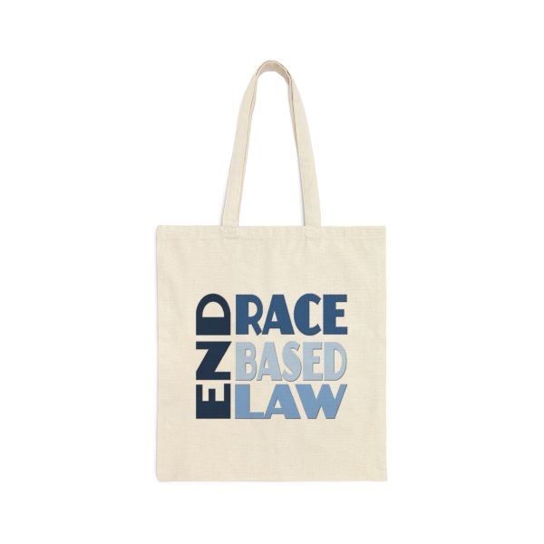 Cotton Canvas Tote Bag - END RACE BASED LAW - Blues