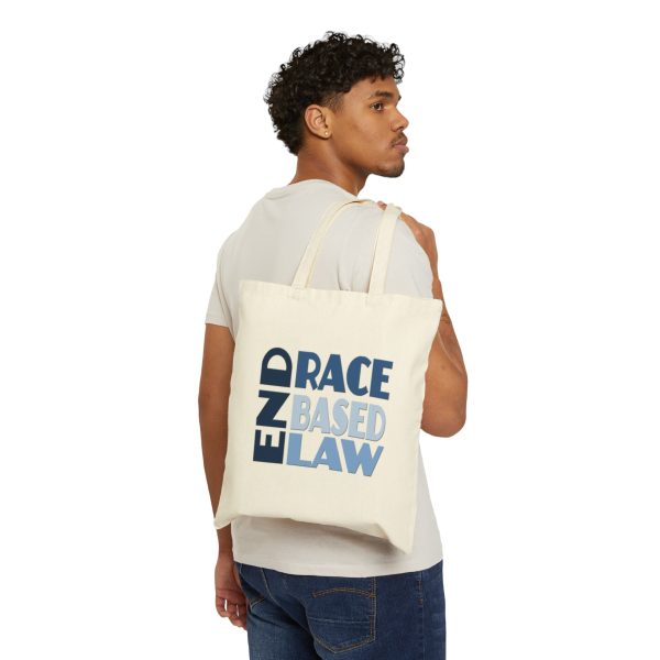 Cotton Canvas Tote Bag - END RACE BASED LAW - Blues - Image 3