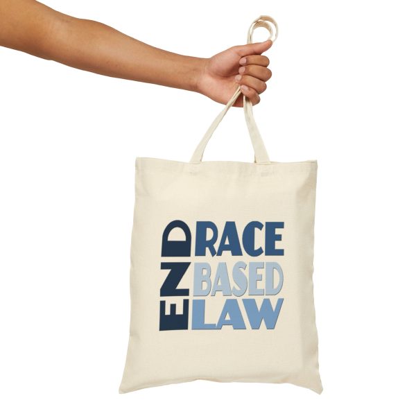 Cotton Canvas Tote Bag - END RACE BASED LAW - Blues - Image 5