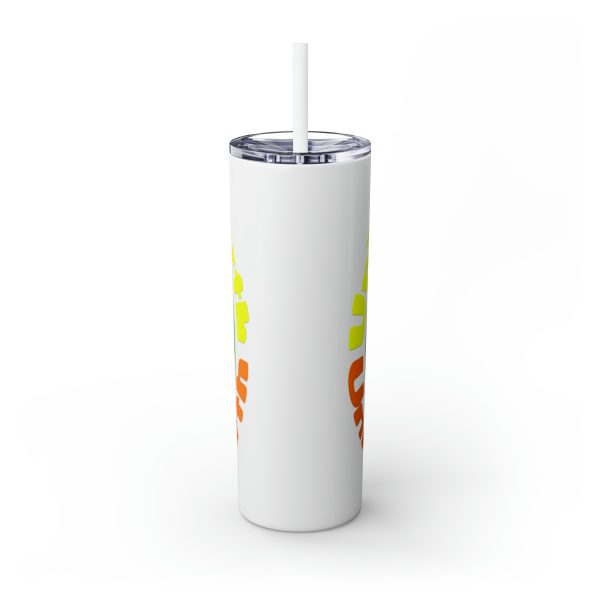 Skinny Tumbler with Straw, 20oz - Unity4Earth - YellowOrange - Image 11