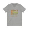 Unisex Jersey Short Sleeve V-Neck Tee - END RACE BASED LAW Canada - U4C (Back) - Earth Tones - Image 7