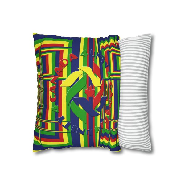 Spun Polyester Square Pillow Case - END RACE BASED LAW and Unity4Canada - Sunset Colours - Geometric BG - Image 9