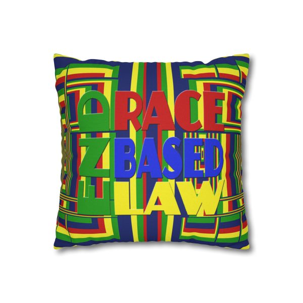 Spun Polyester Square Pillow Case - END RACE BASED LAW and Unity4Canada - Sunset Colours - Geometric BG - Image 10