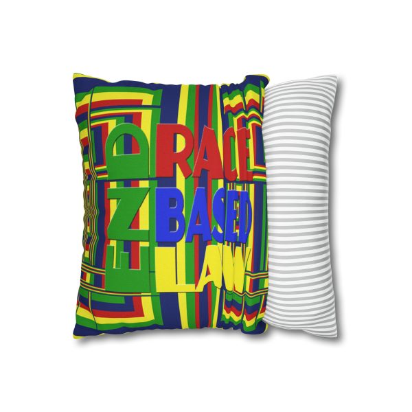 Spun Polyester Square Pillow Case - END RACE BASED LAW and Unity4Canada - Sunset Colours - Geometric BG - Image 11