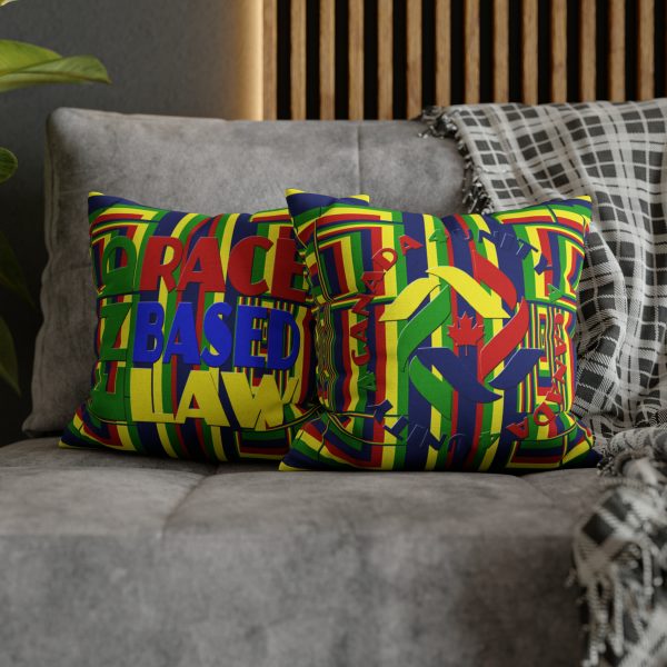 Spun Polyester Square Pillow Case - END RACE BASED LAW and Unity4Canada - Sunset Colours - Geometric BG - Image 14