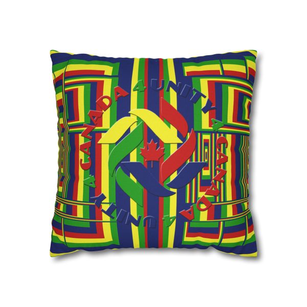 Spun Polyester Square Pillow Case - END RACE BASED LAW and Unity4Canada - Sunset Colours - Geometric BG - Image 15