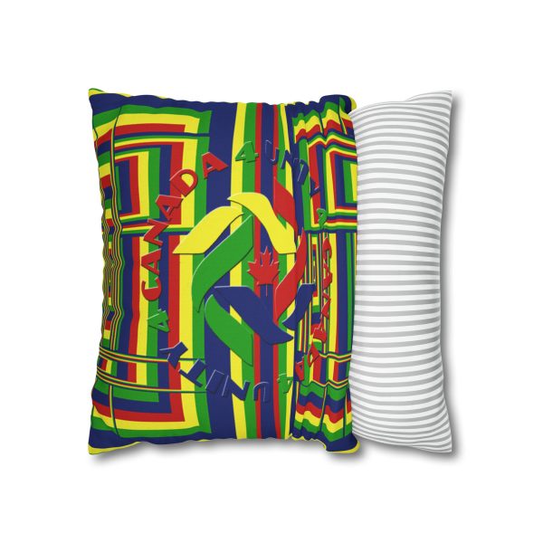 Spun Polyester Square Pillow Case - END RACE BASED LAW and Unity4Canada - Sunset Colours - Geometric BG - Image 16