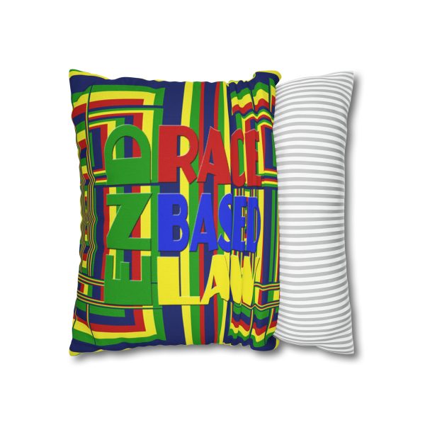 Spun Polyester Square Pillow Case - END RACE BASED LAW and Unity4Canada - Sunset Colours - Geometric BG - Image 18