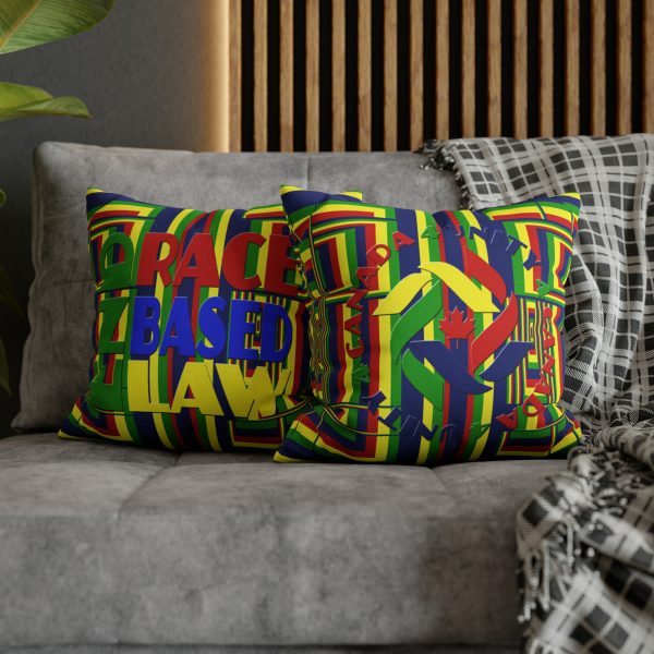 Spun Polyester Square Pillow Case - END RACE BASED LAW and Unity4Canada - Sunset Colours - Geometric BG - Image 21