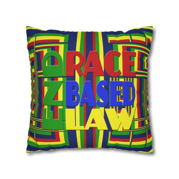 Spun Polyester Square Pillow Case - END RACE BASED LAW and Unity4Canada - Sunset Colours - Geometric BG - Image 4