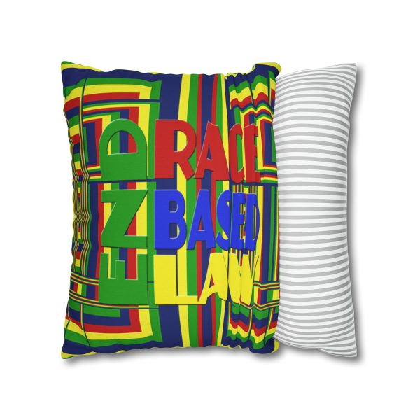 Spun Polyester Square Pillow Case - END RACE BASED LAW and Unity4Canada - Sunset Colours - Geometric BG - Image 5