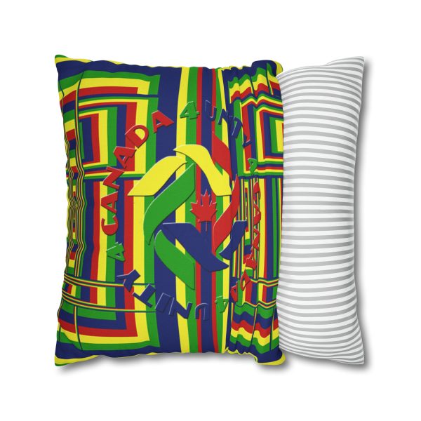 Spun Polyester Square Pillow Case - END RACE BASED LAW and Unity4Canada - Sunset Colours - Geometric BG - Image 23