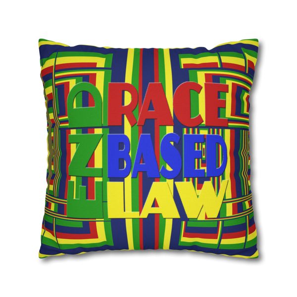 Spun Polyester Square Pillow Case - END RACE BASED LAW and Unity4Canada - Sunset Colours - Geometric BG - Image 24