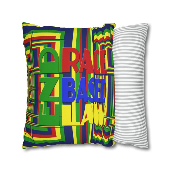 Spun Polyester Square Pillow Case - END RACE BASED LAW and Unity4Canada - Sunset Colours - Geometric BG - Image 25