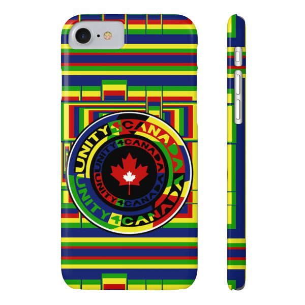Slim Phone Cases - Unity4Canada - Multi Coloured - Geometric BG