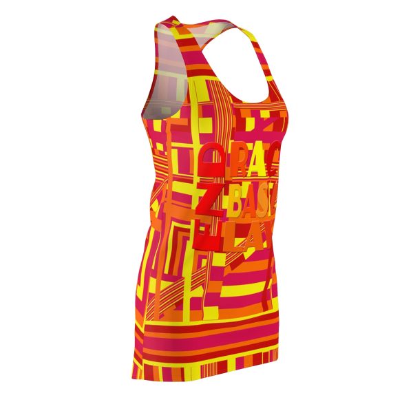 Women's Cut & Sew Racerback Dress (AOP) - END RACE BASED LAW - Sunset Colours Geometric BG - Image 4