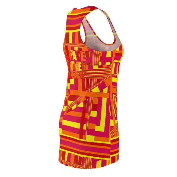 Women's Cut & Sew Racerback Dress (AOP) - END RACE BASED LAW - Sunset Colours Geometric BG - Image 5