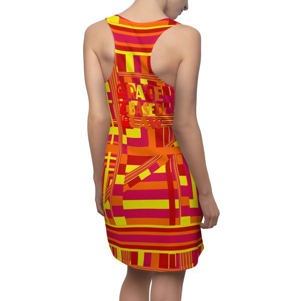 Women's Cut & Sew Racerback Dress (AOP) - END RACE BASED LAW - Sunset Colours Geometric BG - Image 7