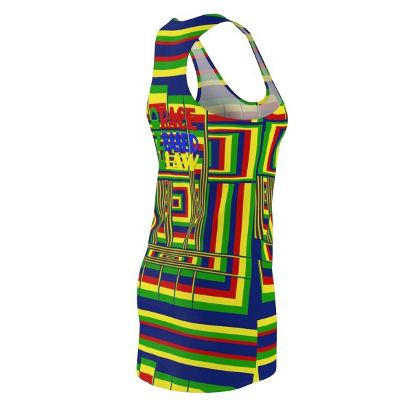 Women's Cut & Sew Racerback Dress (AOP) - END RACE BASED LAW - Crayon Colours - Geometric BG - Image 4