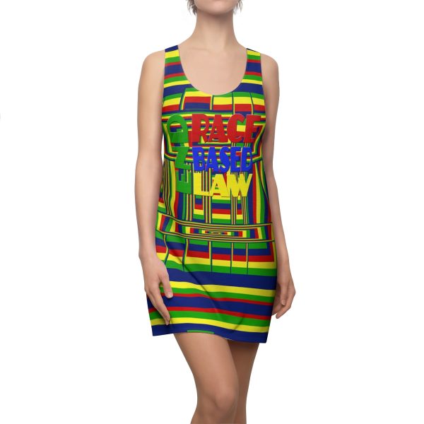 Women's Cut & Sew Racerback Dress (AOP) - END RACE BASED LAW - Crayon Colours - Geometric BG - Image 5