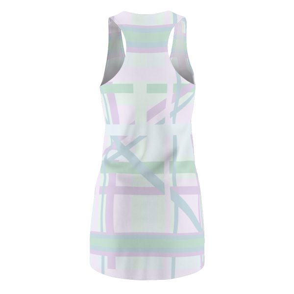 Women's Cut & Sew Racerback Dress (AOP) - END RACE BASED LAW - Tinted Whites - Geometric BG - Image 3