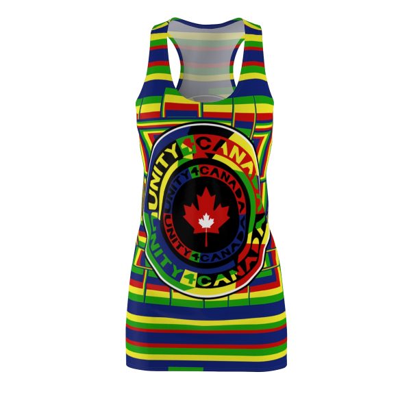 Women's Cut & Sew Racerback Dress (AOP) - Unity4Canada - Multi Coloured - Geometric BG - Image 2