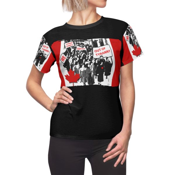 Women's Cut & Sew Tee (AOP)  - We Cannot Comply Our Way Out Of Tyranny - Black BG